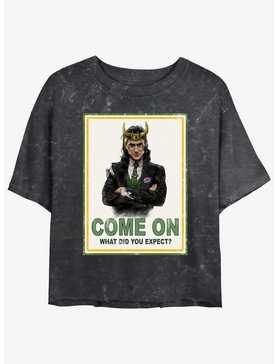 Marvel Loki President Loki Poster Womens Mineral Wash Crop T-Shirt, , hi-res
