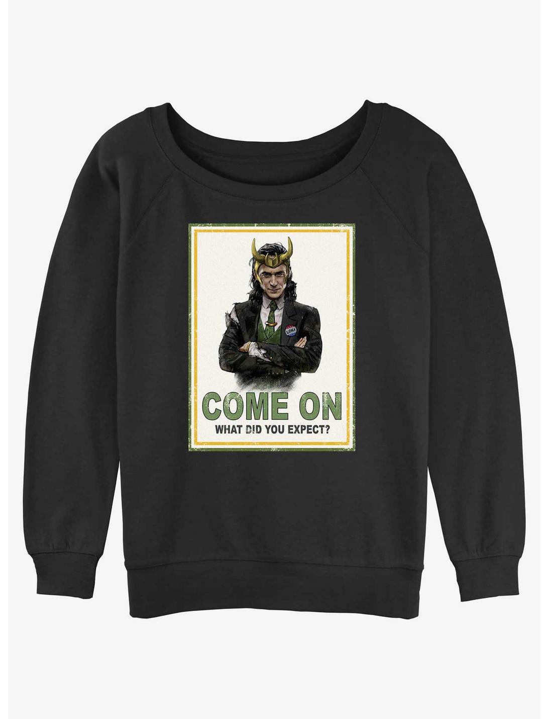 Marvel Loki President Loki Poster Womens Slouchy Sweatshirt, BLACK, hi-res