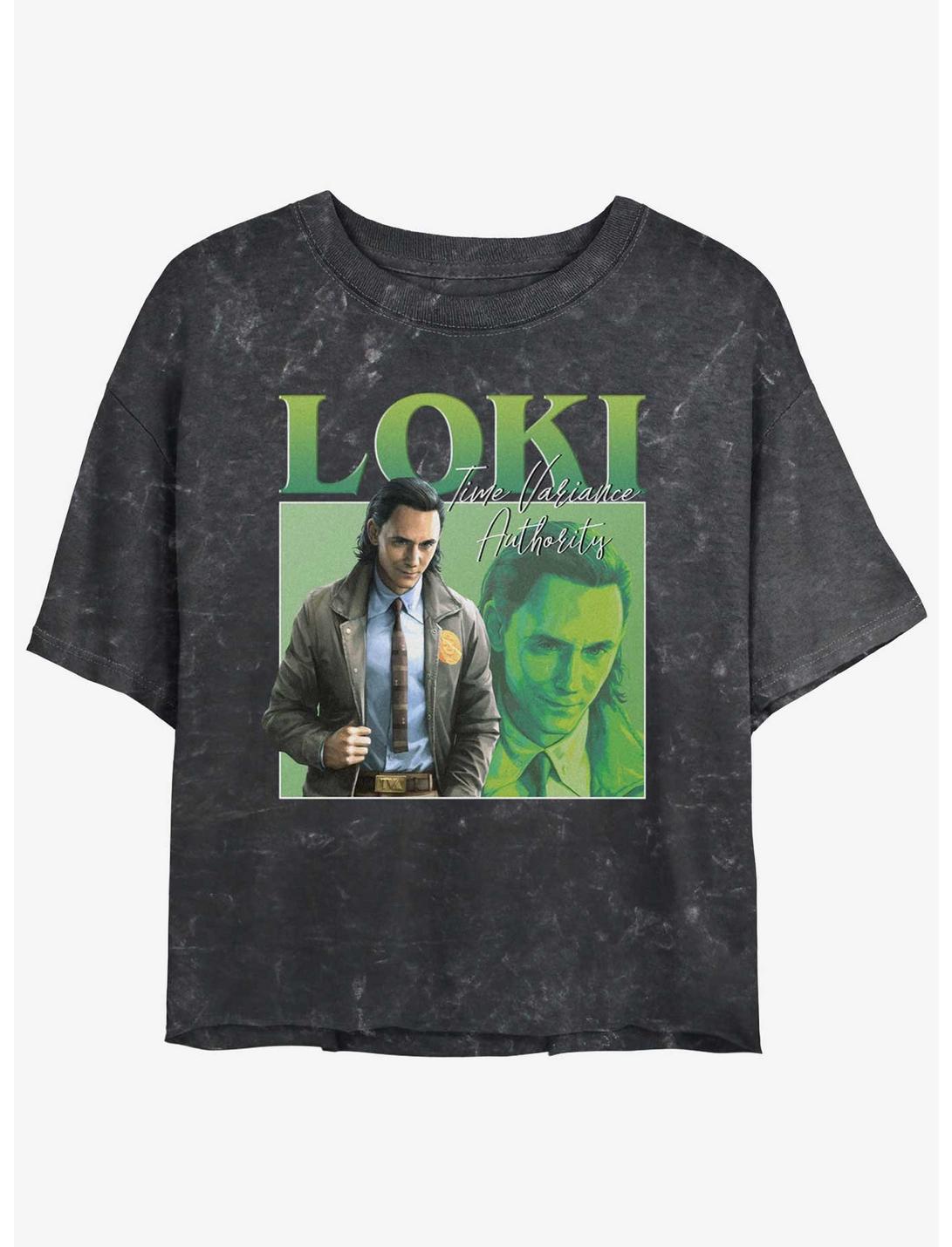 Marvel Loki TVA Loki Womens Mineral Wash Crop T-Shirt, BLACK, hi-res