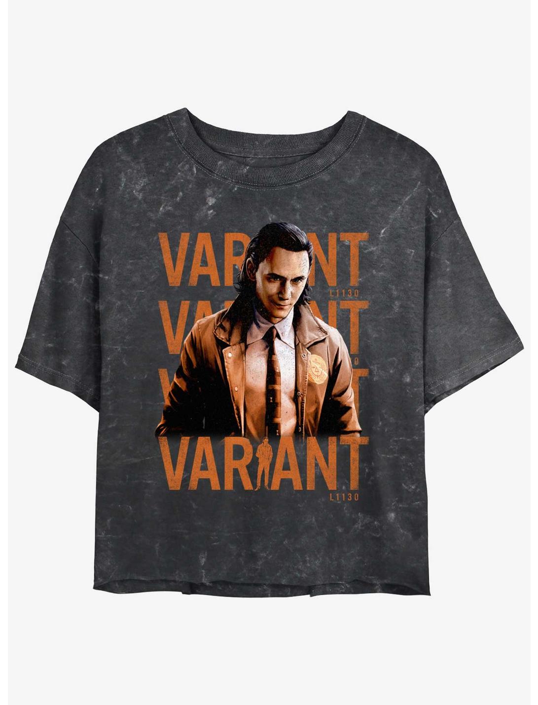 Marvel Loki Variant Poster Womens Mineral Wash Crop T-Shirt, BLACK, hi-res
