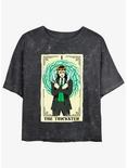 Marvel Loki Trickster Tarot Womens Mineral Wash Crop T-Shirt, BLACK, hi-res