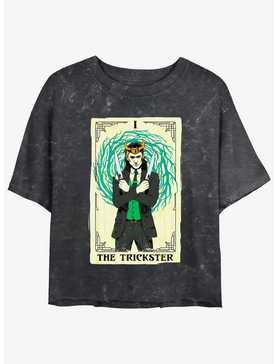 Marvel Loki Trickster Tarot Womens Mineral Wash Crop T-Shirt, , hi-res