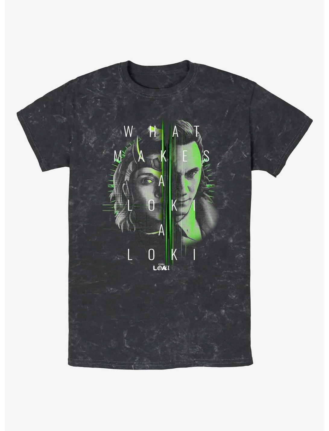 Marvel Loki Sylvie and Loki Split Portrait Mineral Wash T-Shirt, BLACK, hi-res