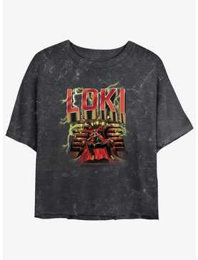 Marvel Loki Master Mischief Throne Womens Mineral Wash Crop T-Shirt, , hi-res