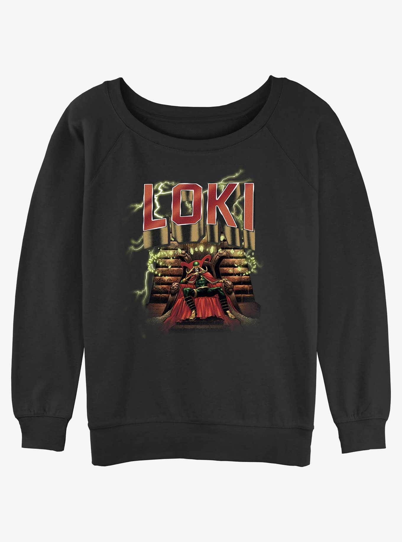 Marvel Loki Master Mischief Throne Womens Slouchy Sweatshirt, , hi-res