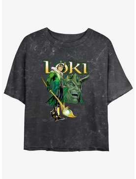 Marvel Loki Mischievous Grin Womens Mineral Wash Crop T-Shirt, , hi-res