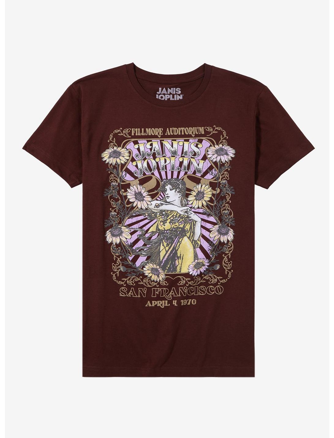 Janis Joplin Fillmore Auditorium Boyfriend Fit Girls T-Shirt, BROWN, hi-res