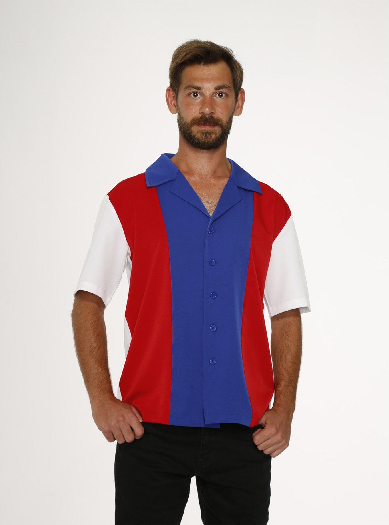 White Red Blue Button-Up Shirt, , hi-res