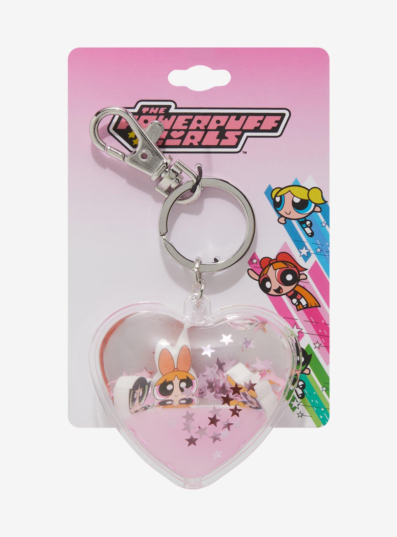 The Powerpuff Girls Glitter 3D Floating Heart Keychain, , hi-res