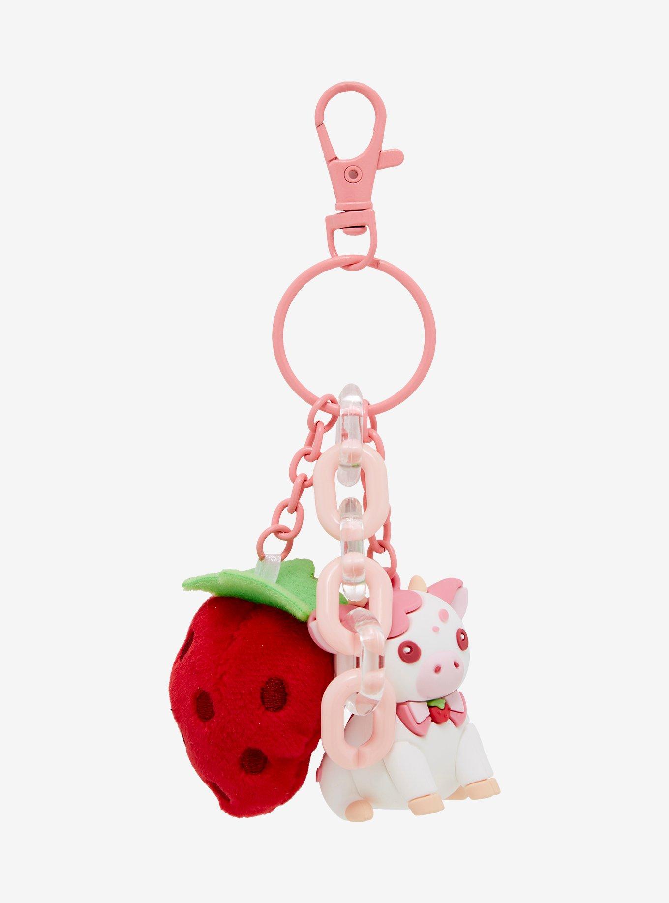 Strawberry Cow Multi-Charm Keychain, , hi-res