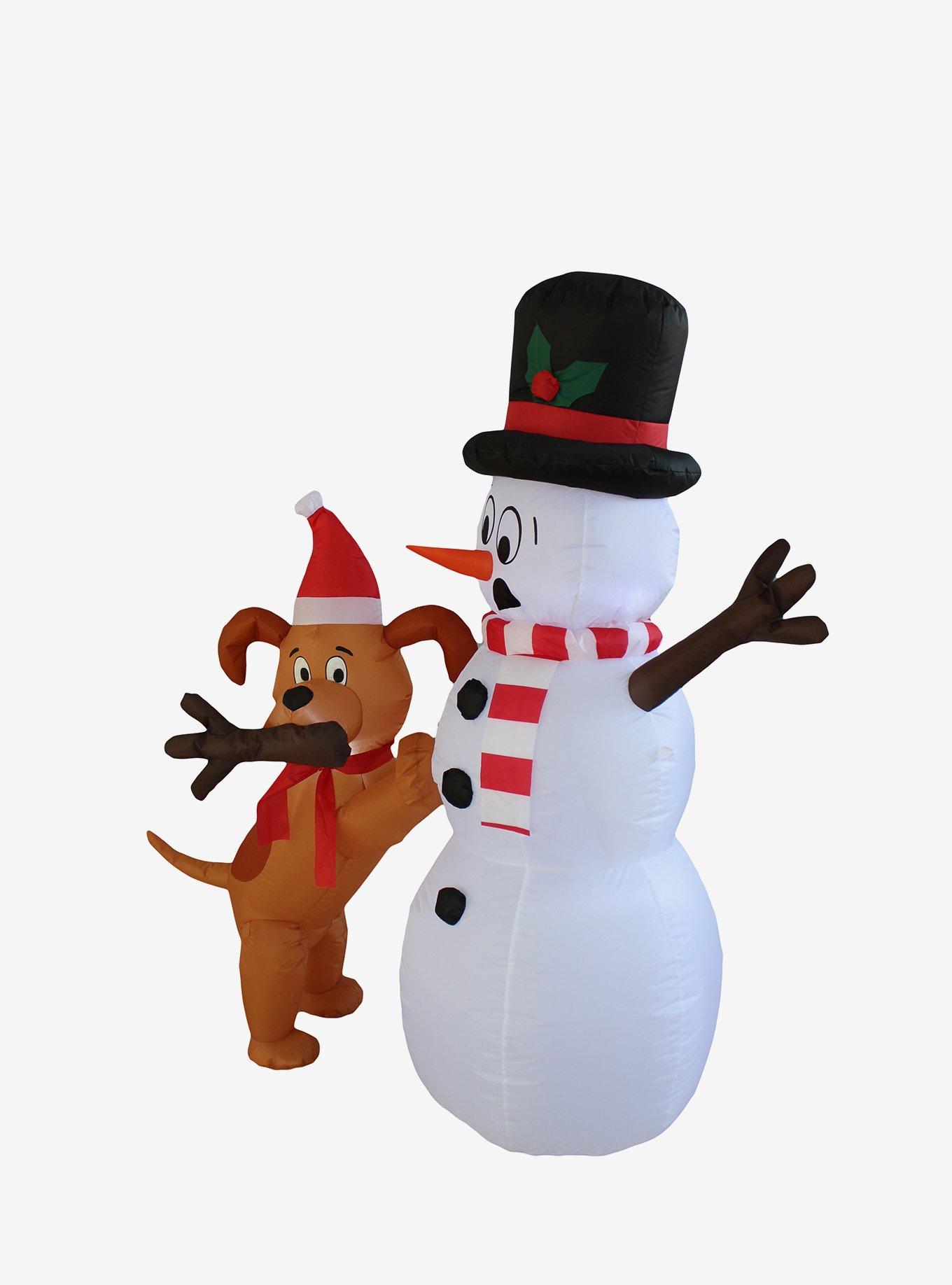 Animated Puppy and Snowman Inflatable Decor, , hi-res
