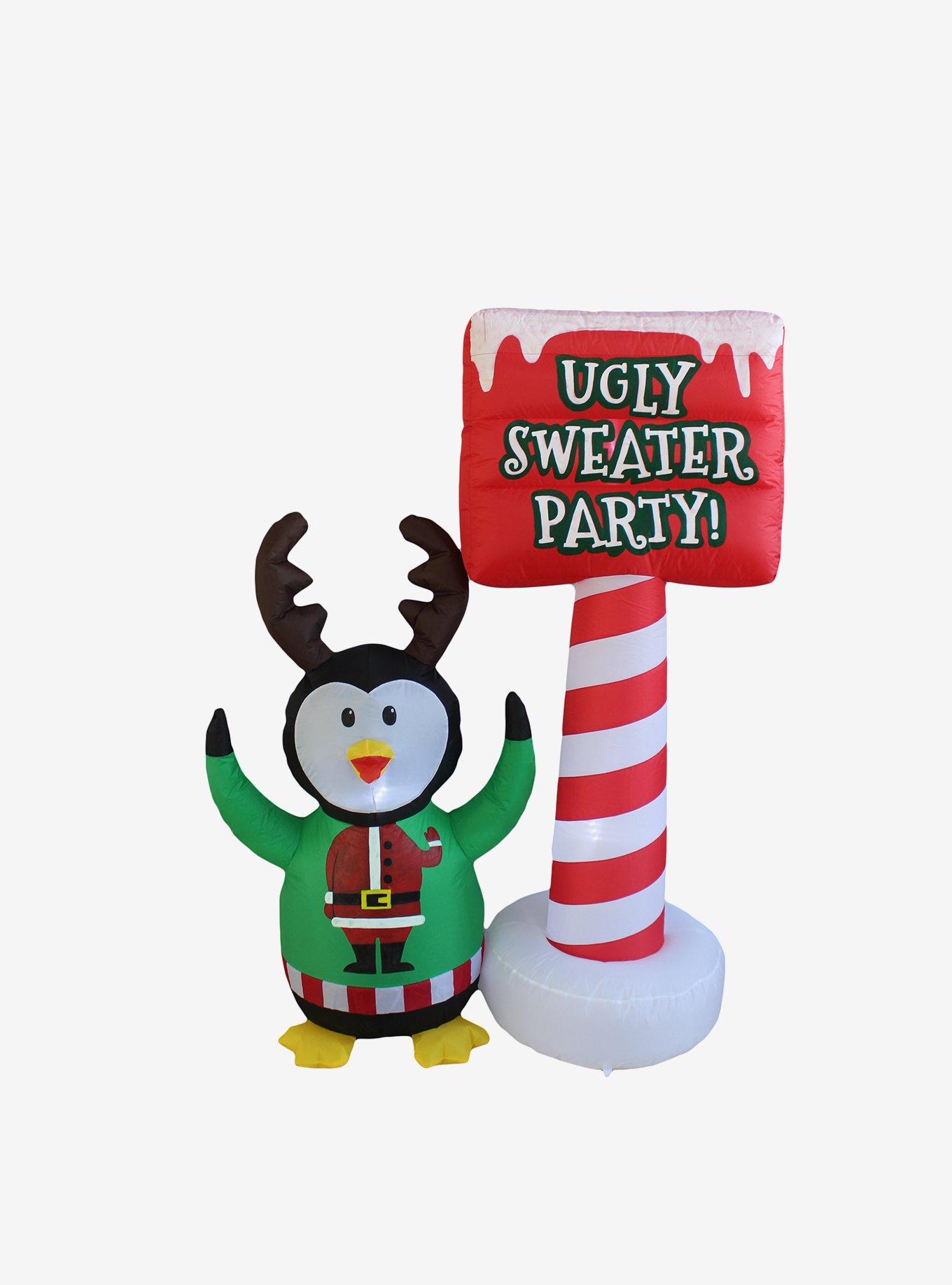 Ugly Sweater Party Penguin Inflatable Decor, , hi-res