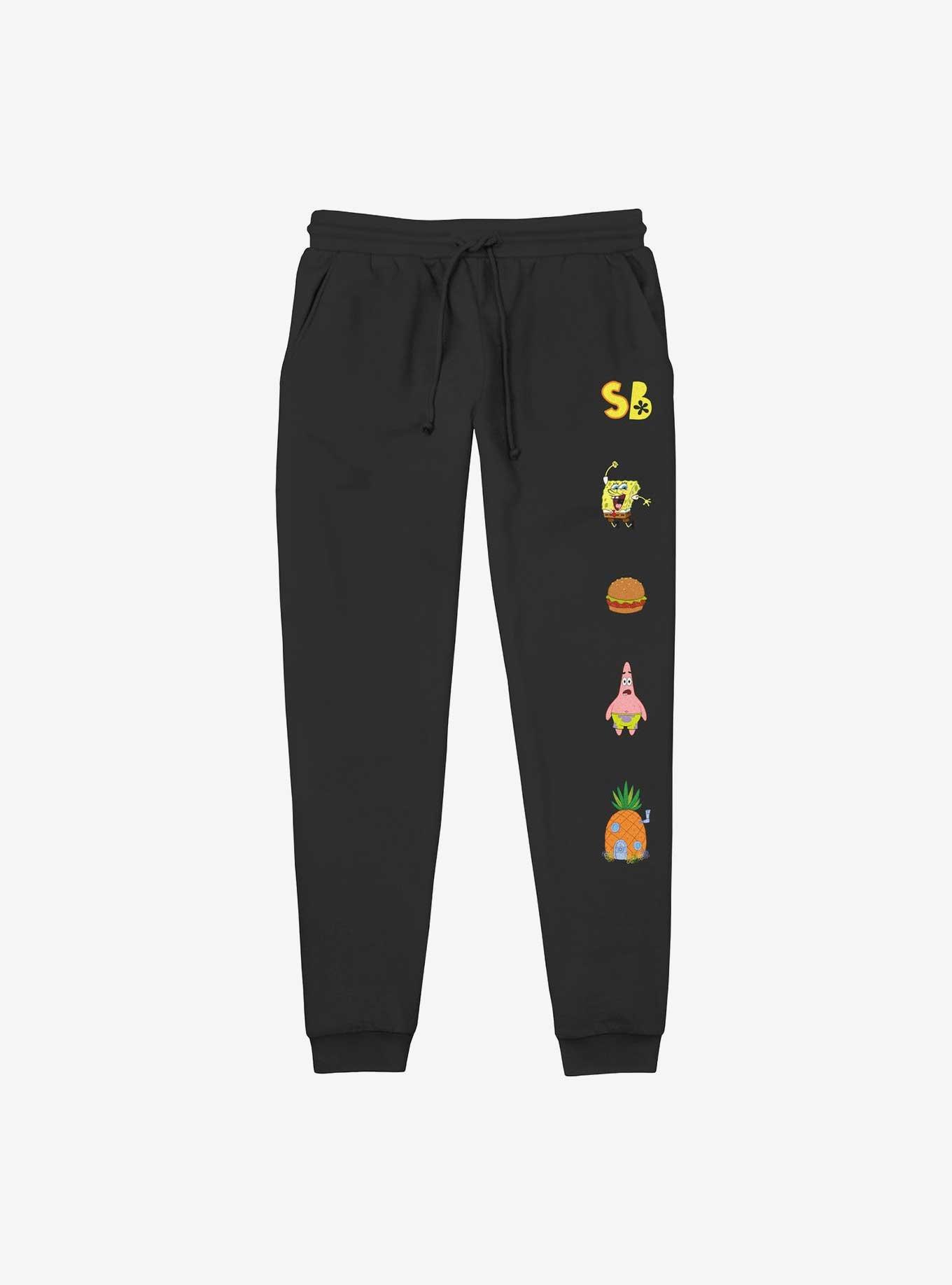 Spongebob Squarepants Krabby Patty and Patrick Icons Jogger Sweatpants, BLACK, hi-res
