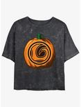 Marvel Loki Jack-O-Lantern Pumpkin Womens Mineral Wash Crop T-Shirt, BLACK, hi-res