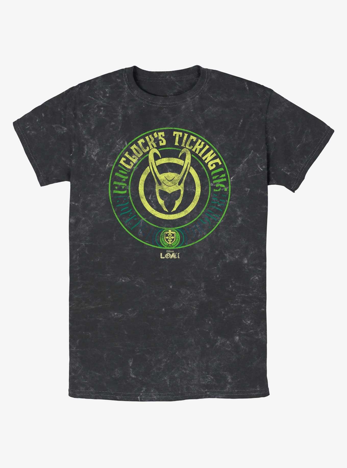 Marvel Loki Clock's Ticking Mineral Wash T-Shirt, BLACK, hi-res