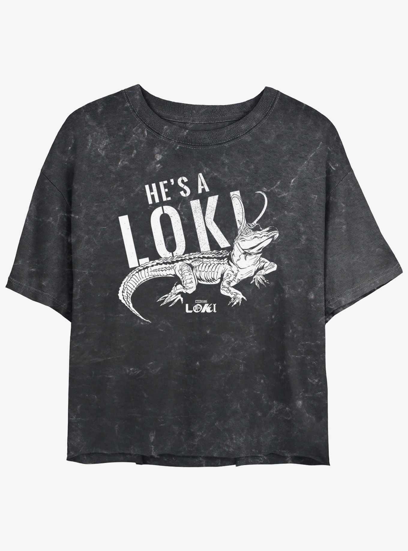Marvel Loki Alligator Loki He's A Loki Womens Mineral Wash Crop T-Shirt, , hi-res
