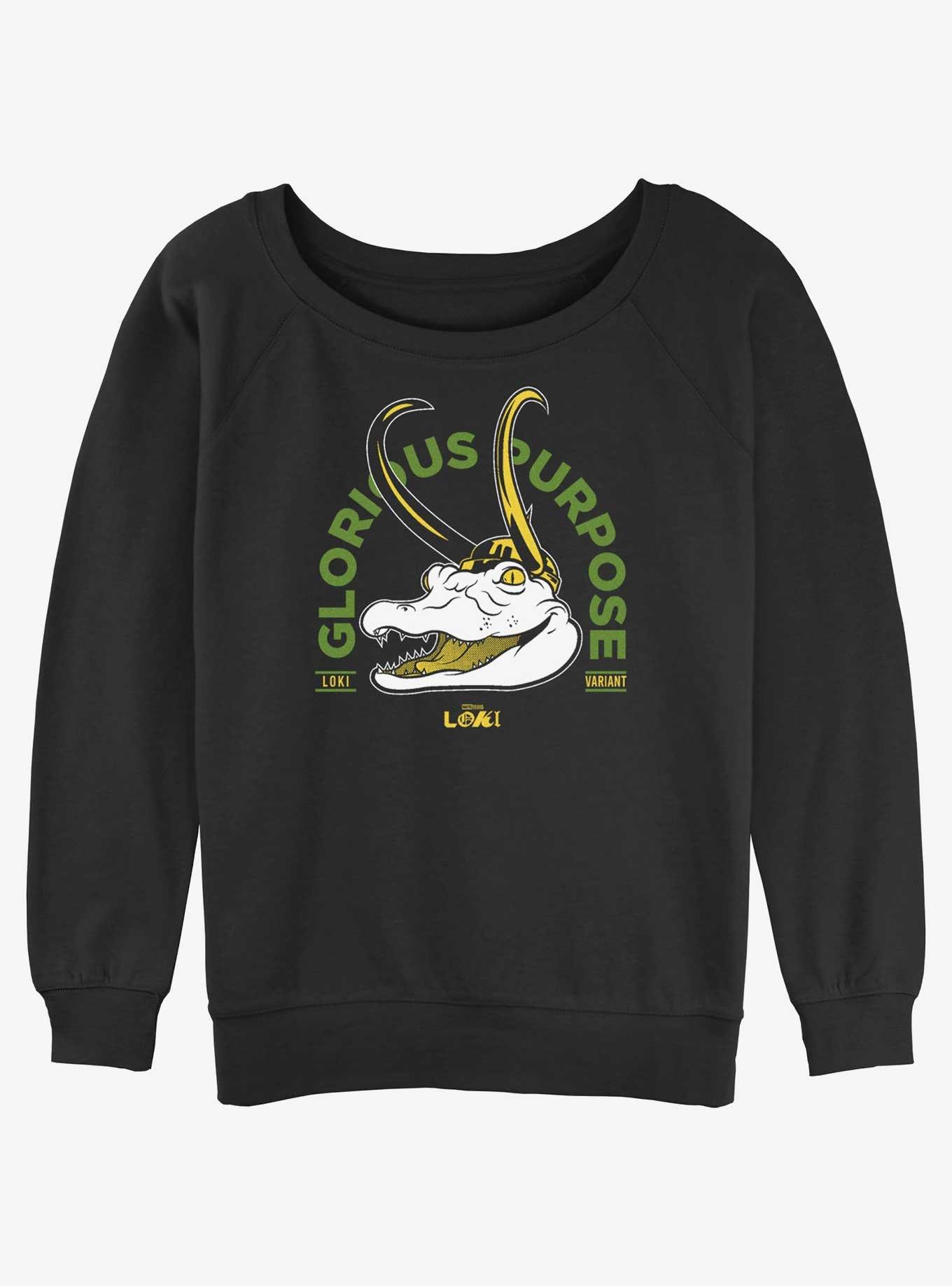 Marvel Loki Alligator Loki Glorious Purpose Womens Slouchy Sweatshirt, BLACK, hi-res
