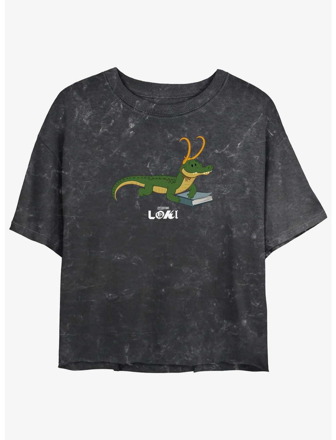 Marvel Loki Alligator Loki Hero Womens Mineral Wash Crop T-Shirt, BLACK, hi-res