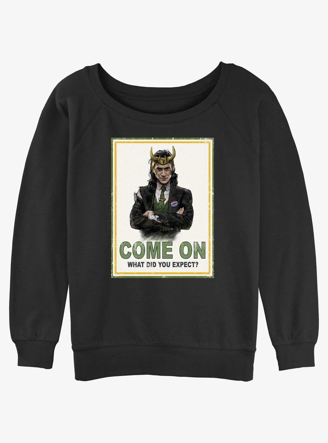 Marvel Loki President Loki Poster Womens Slouchy Sweatshirt, BLACK, hi-res