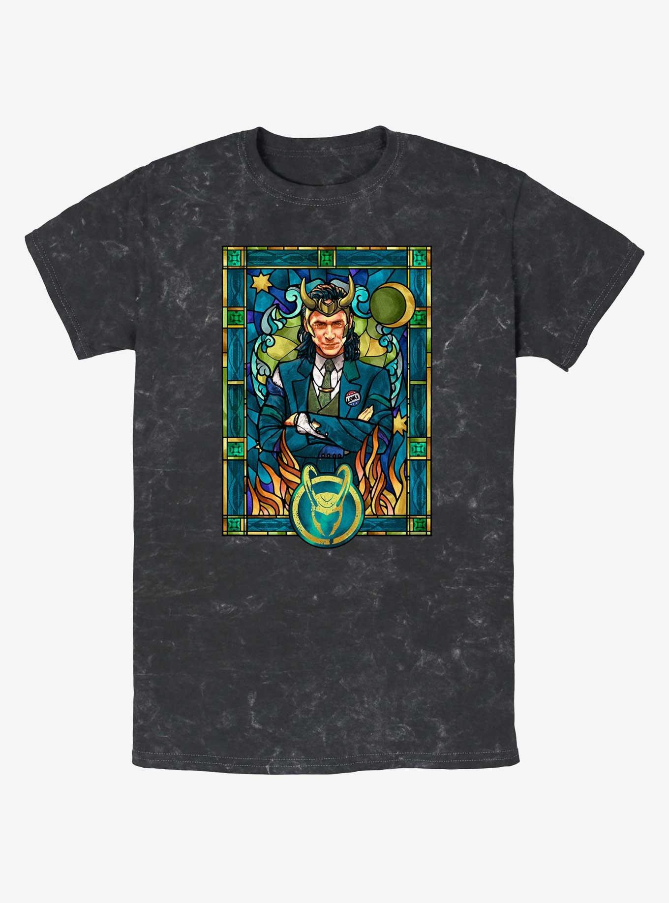 Marvel Loki President Loki Glass Portrait Mineral Wash T-Shirt, , hi-res