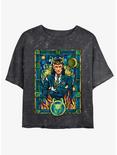 Marvel Loki President Loki Glass Portrait Womens Mineral Wash Crop T-Shirt, BLACK, hi-res