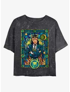 Marvel Loki President Loki Glass Portrait Womens Mineral Wash Crop T-Shirt, , hi-res