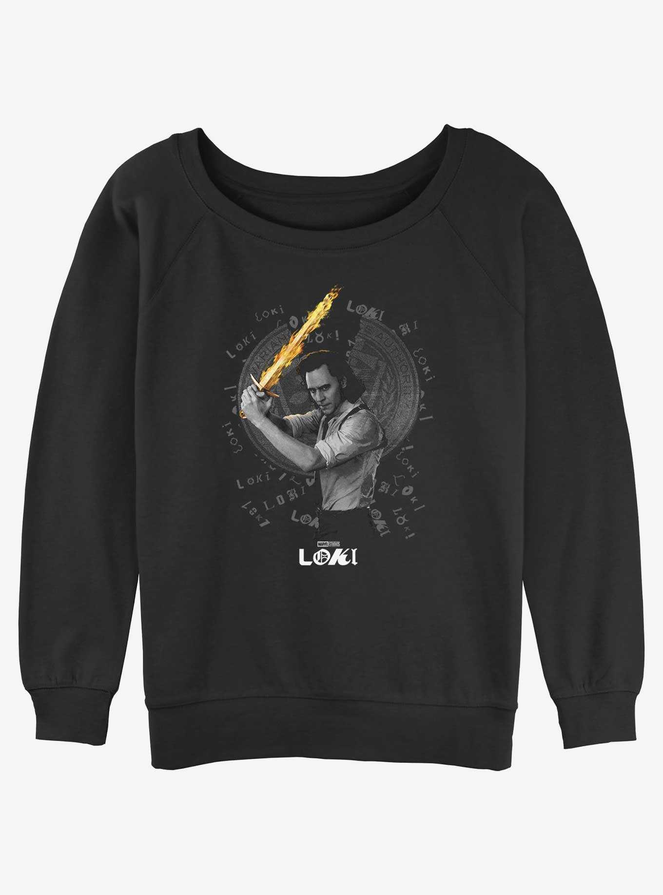 Marvel Loki Laevateinn Flaming Sword Womens Slouchy Sweatshirt, , hi-res