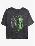 Marvel Loki Sylvie and Loki Split Portrait Womens Mineral Wash Crop T-Shirt, BLACK, hi-res