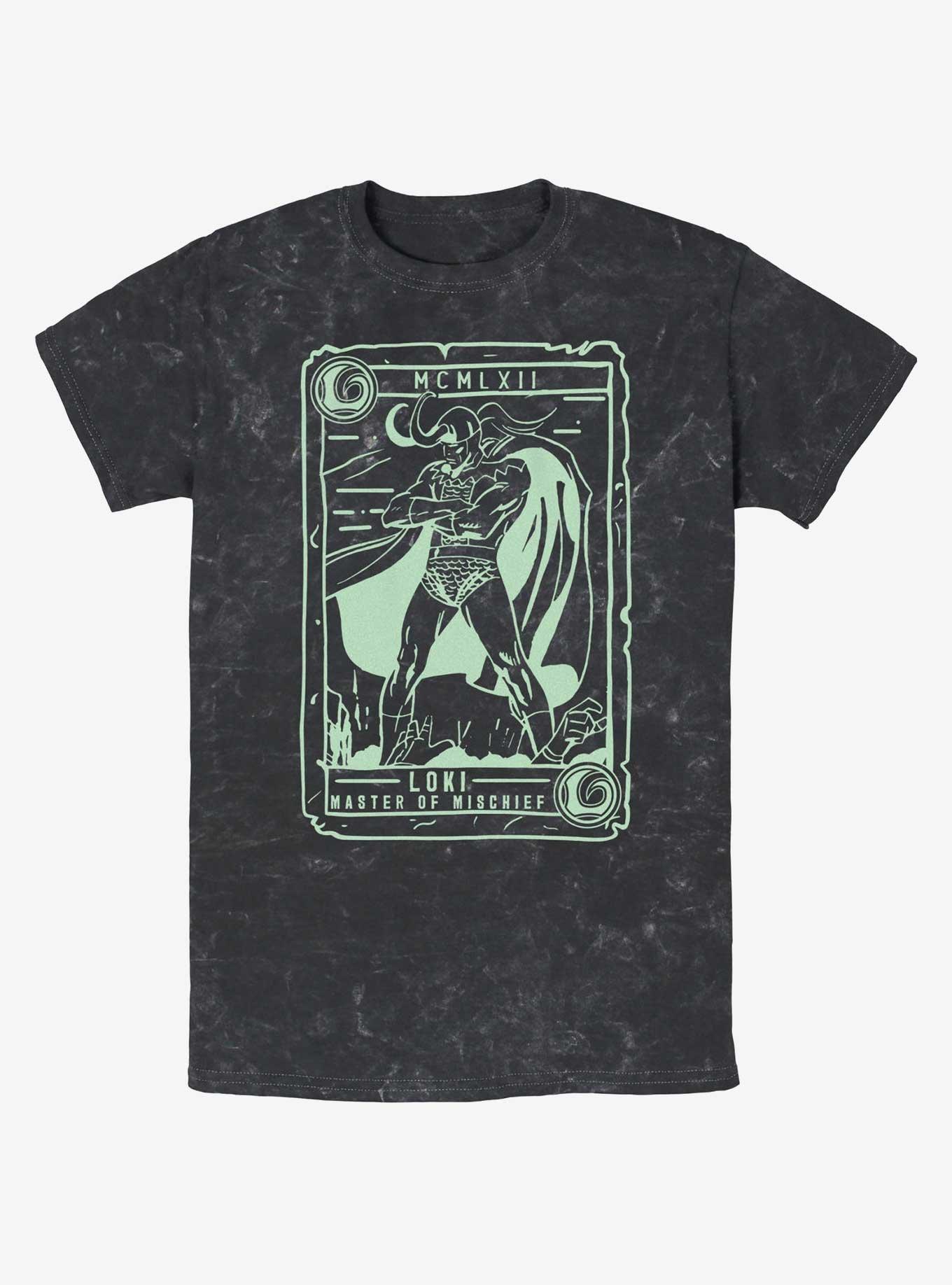 Marvel Loki Collector Card Mineral Wash T-Shirt, BLACK, hi-res