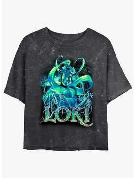 Marvel Loki Lightning Womens Mineral Wash Crop T-Shirt, , hi-res