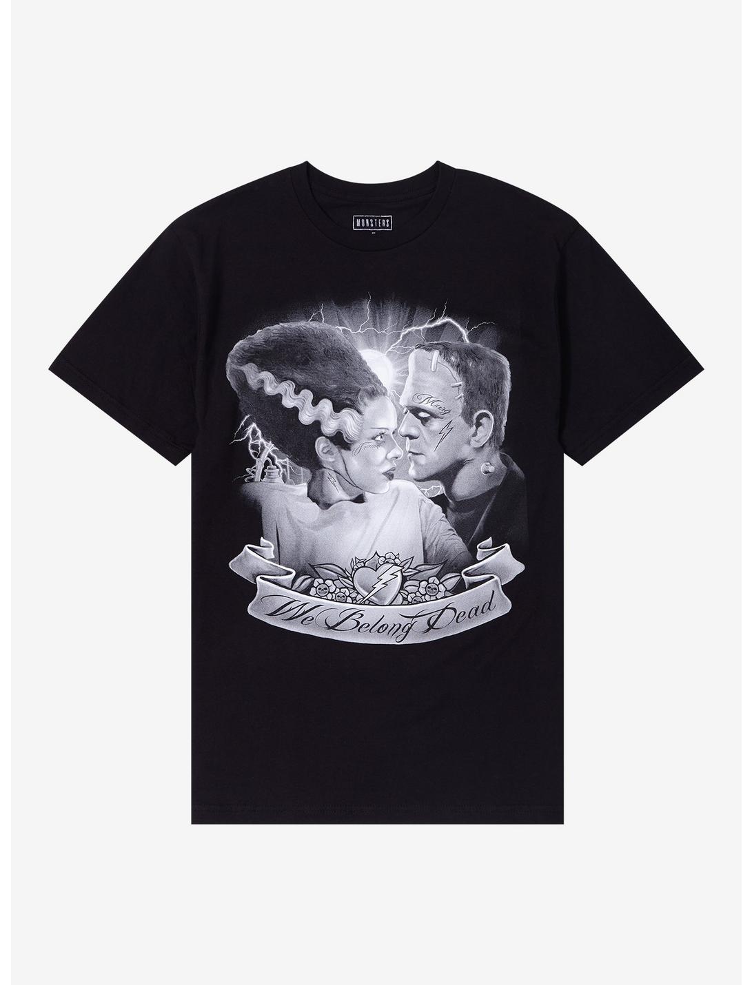 Universal Monsters Frankenstein's Monster & Bride Tattoo T-Shirt, BLACK, hi-res