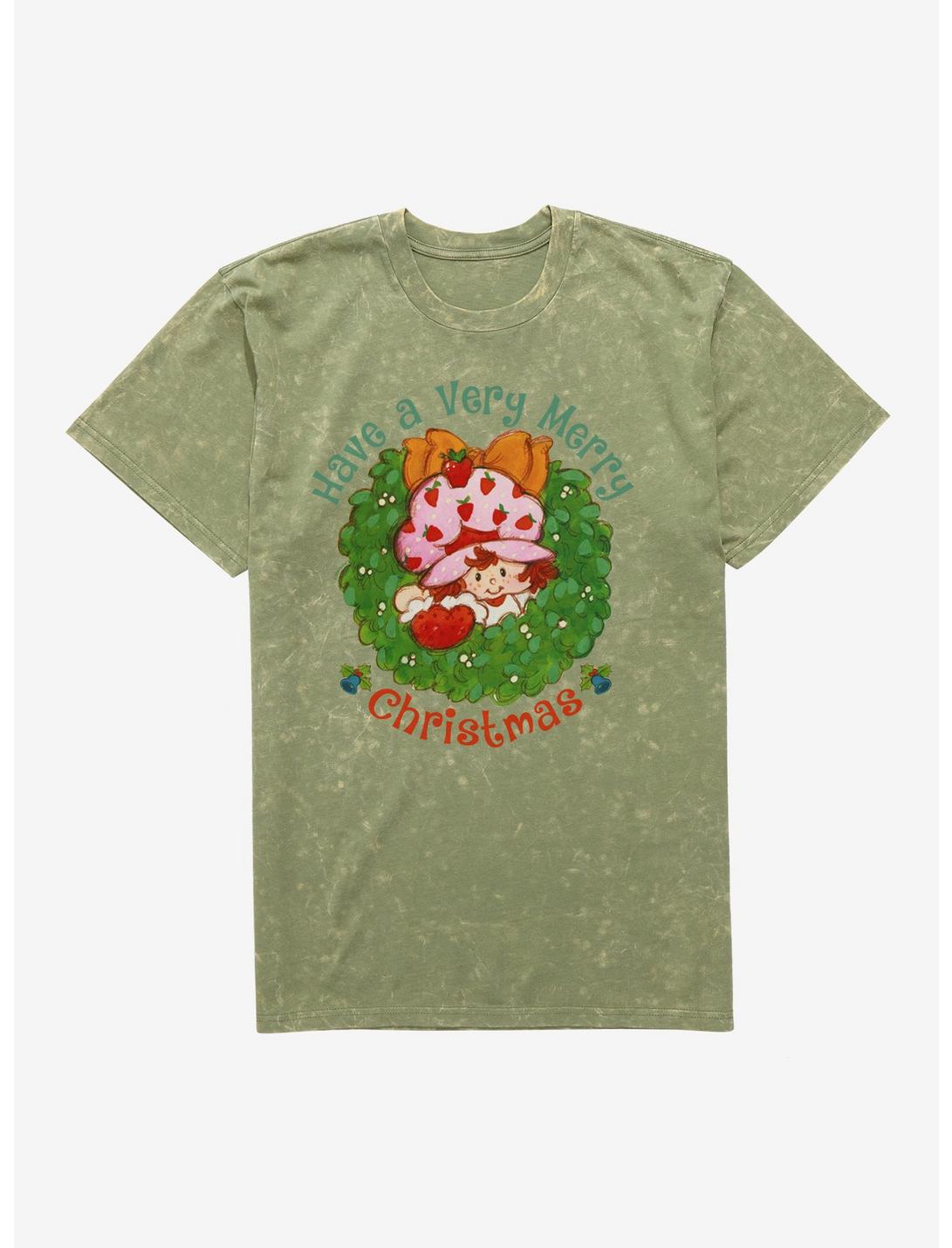 Strawberry Shortcake Merry Christmas Wreath Mineral Wash T-Shirt, , hi-res