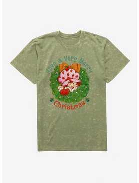 Strawberry Shortcake Merry Christmas Wreath Mineral Wash T-Shirt, , hi-res