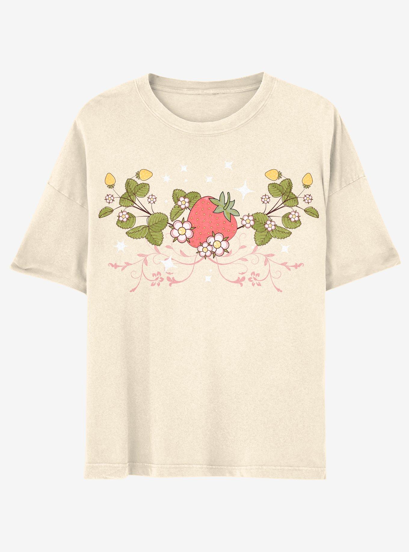 Strawberry Vines Boyfriend Fit Girls T-Shirt, , hi-res