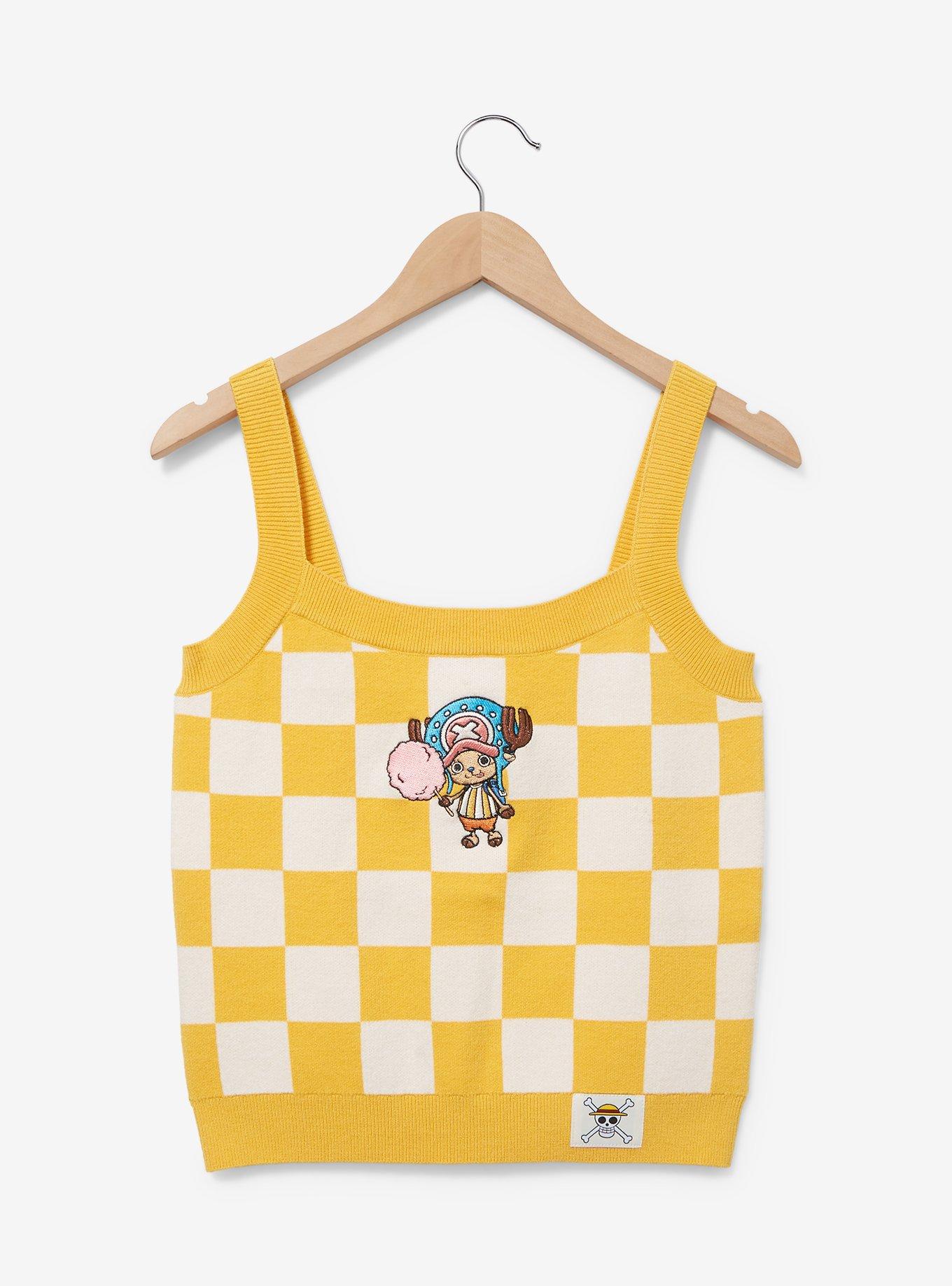 One Piece Chopper Cotton Candy Women's Cropped Knit Tank — BoxLunch Exclusive, CHECKERED, hi-res