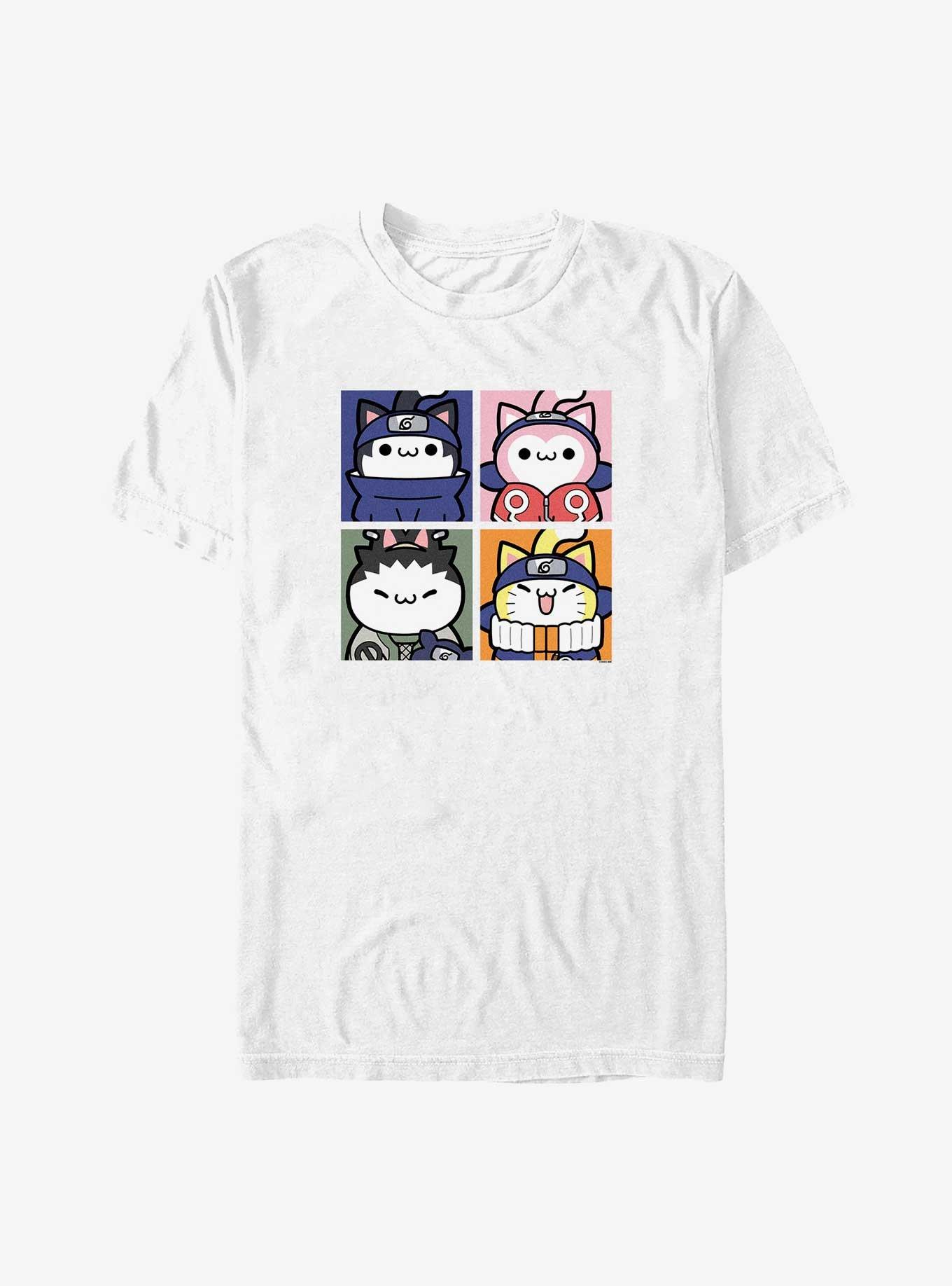 Naruto Cat Team Sasuke Sakura Shikamaru and Naruto T-Shirt, WHITE, hi-res
