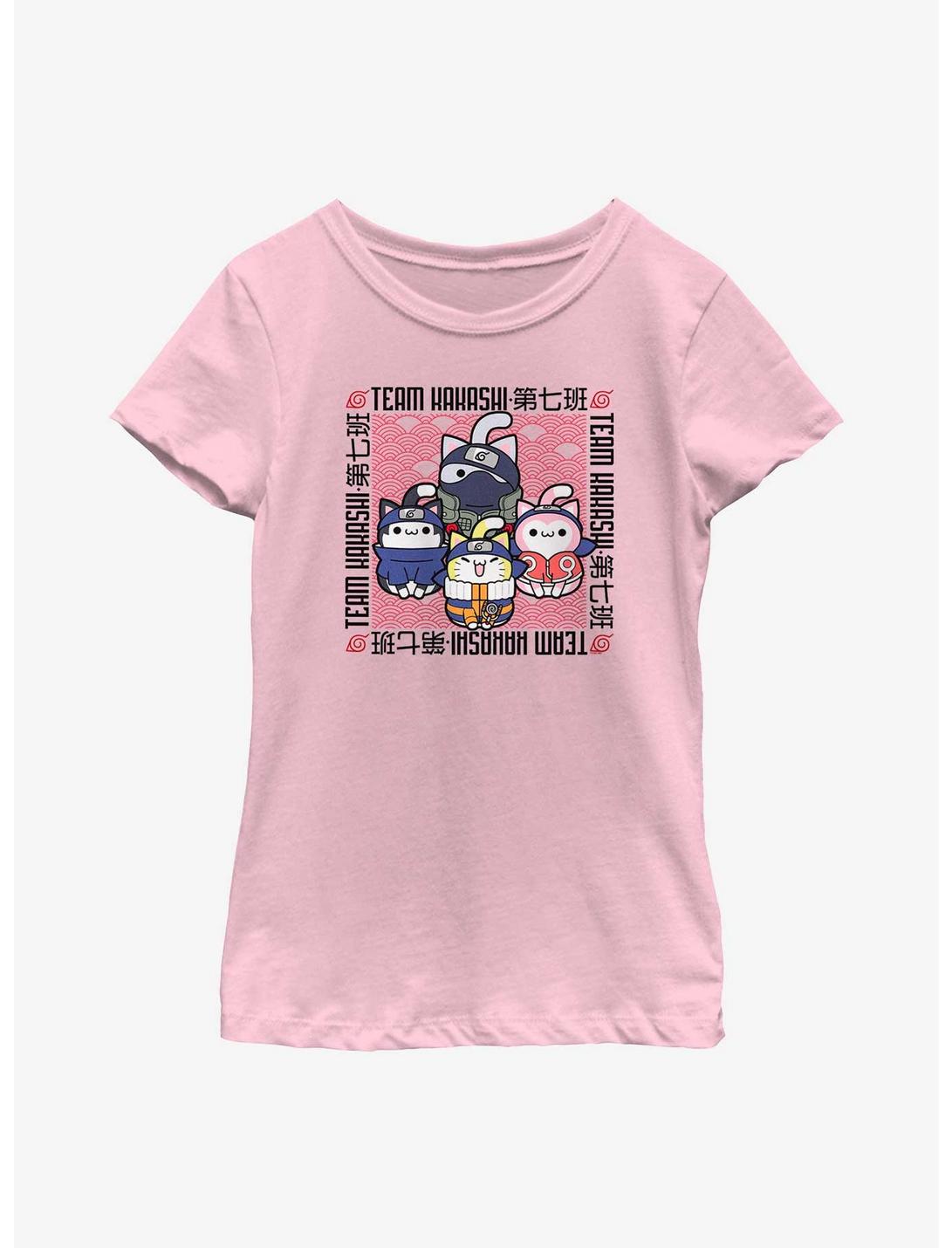 Naruto Nyaruto Team Kakashi Cats Youth Girls T-Shirt, PINK, hi-res