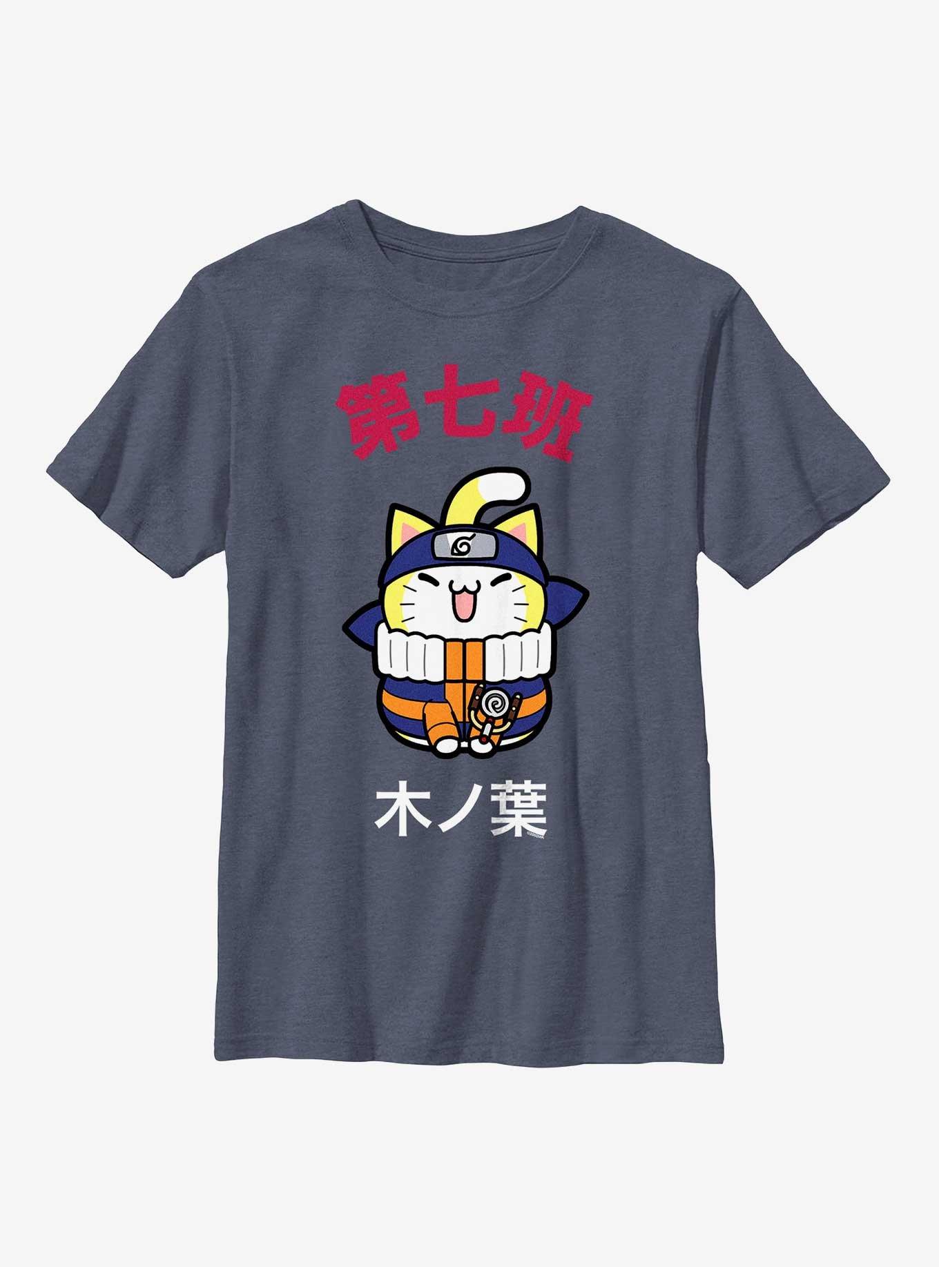 Naruto Nyaruto Cat Youth T-Shirt, NAVY HTR, hi-res