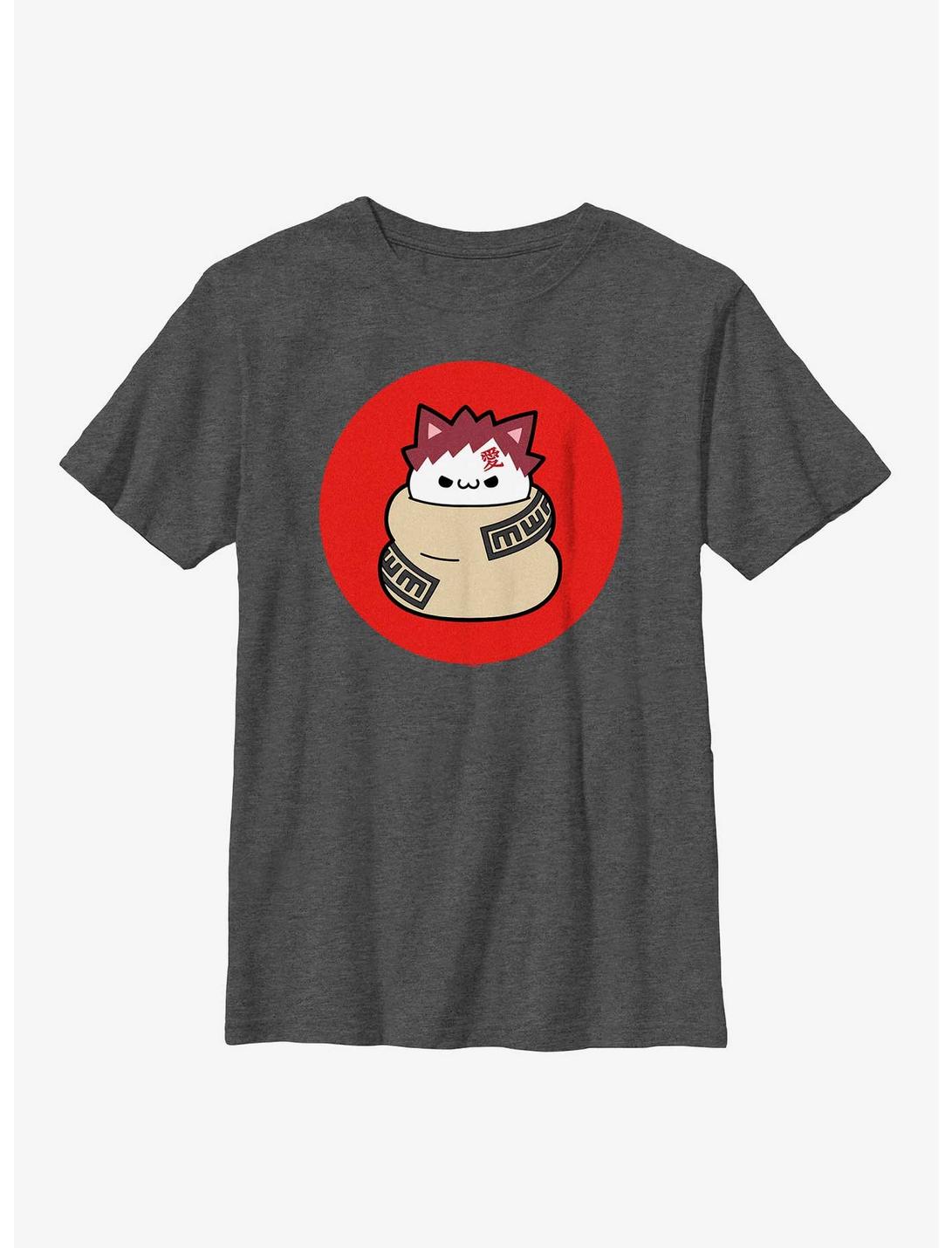 Naruto Cat Gaara Youth T-Shirt, CHAR HTR, hi-res