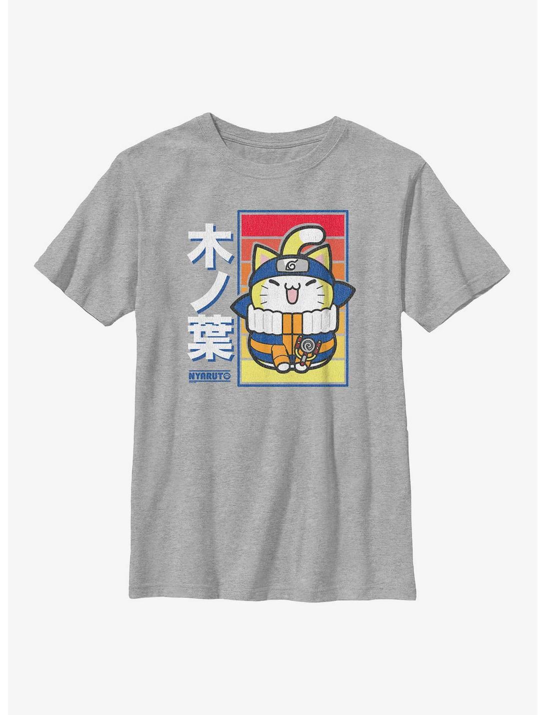 Naruto Nyaruto Cat Sunset Leaf Village Youth T-Shirt, ATH HTR, hi-res