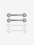 Steel Silver CZ Nipple Barbell & Retainer 4 Pack, , hi-res