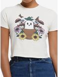 Thorn & Fable Ghost & Flowers Girls Crop T-Shirt, MULTI, hi-res