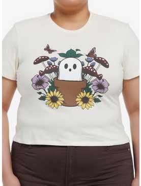 Thorn & Fable Ghost & Flowers Girls Crop T-Shirt Plus Size, , hi-res