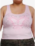 Social Collision Pink Butterfly Rhinestone Girls Racerback Tank Top Plus Size, PINK, hi-res