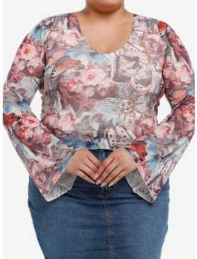 Thorn & Fable Celestial Paintings Bell Sleeve Girls Top Plus Size, , hi-res