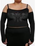 Social Collision Rhinestone Winged Heart Dagger Girls Tank Top With Arm Warmers Plus Size, , hi-res