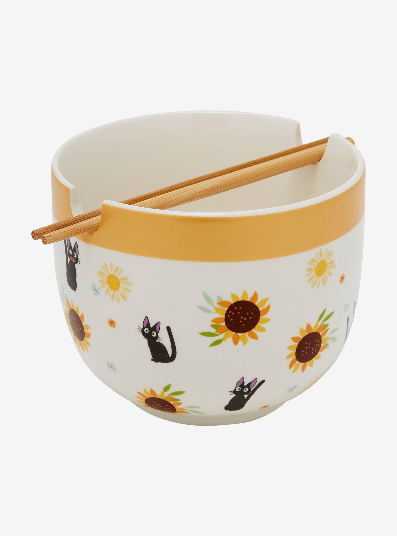 Studio Ghibli Kiki's Delivery Service Jiji Sunflower Ramen Bowl and Chopsticks — BoxLunch Exclusive