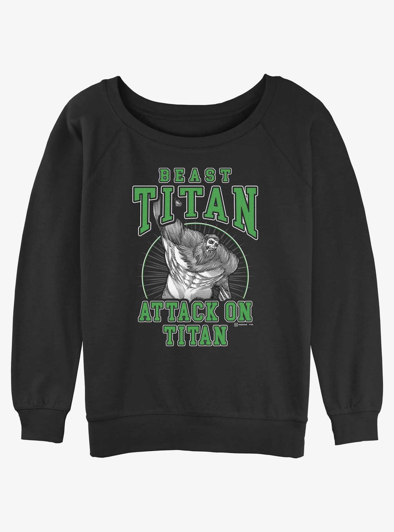 Attack on Titan Beast Titan Zeke Girls Slouchy Sweatshirt, BLACK, hi-res