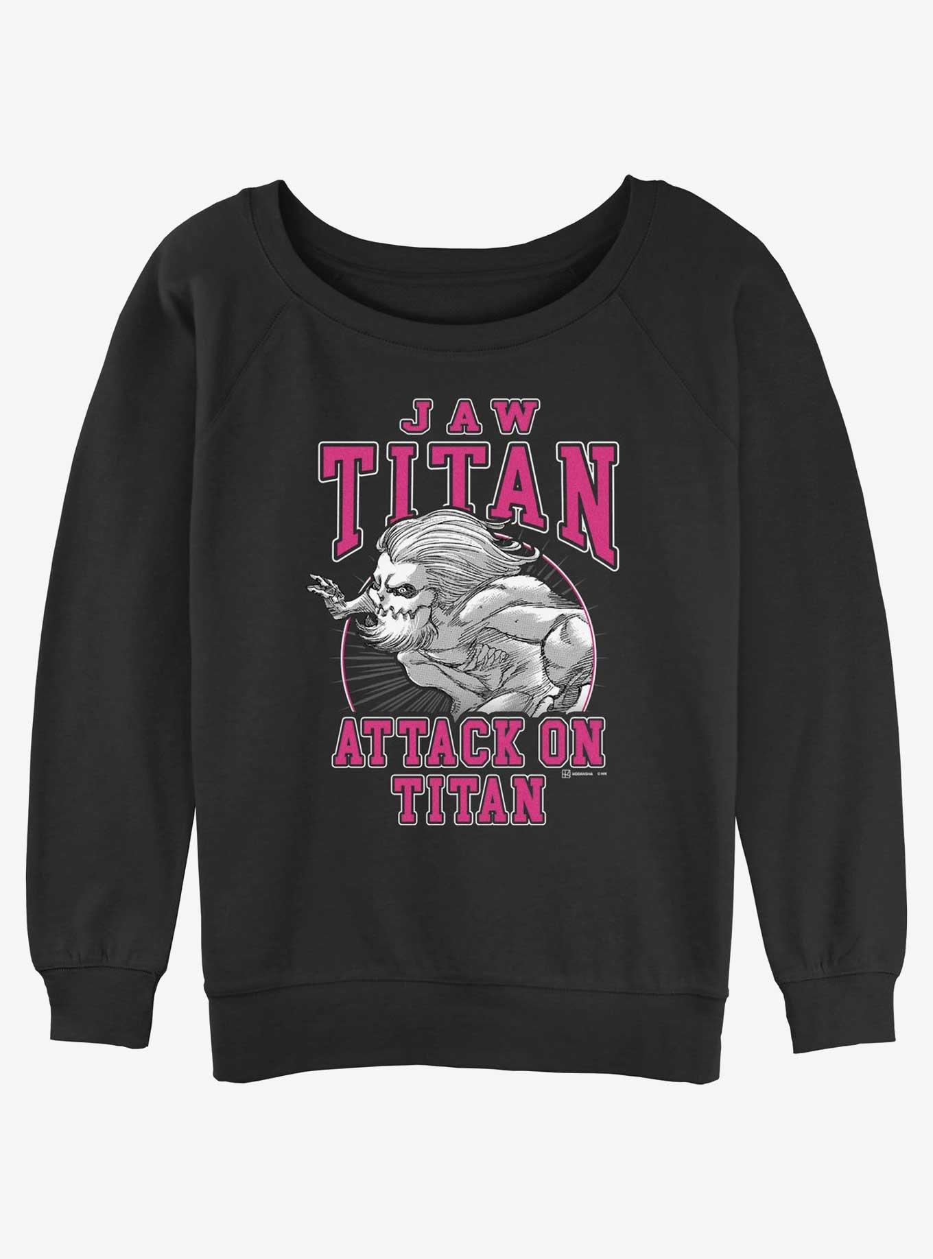 Attack on Titan Jaw Titan Falco Girls Slouchy Sweatshirt, BLACK, hi-res