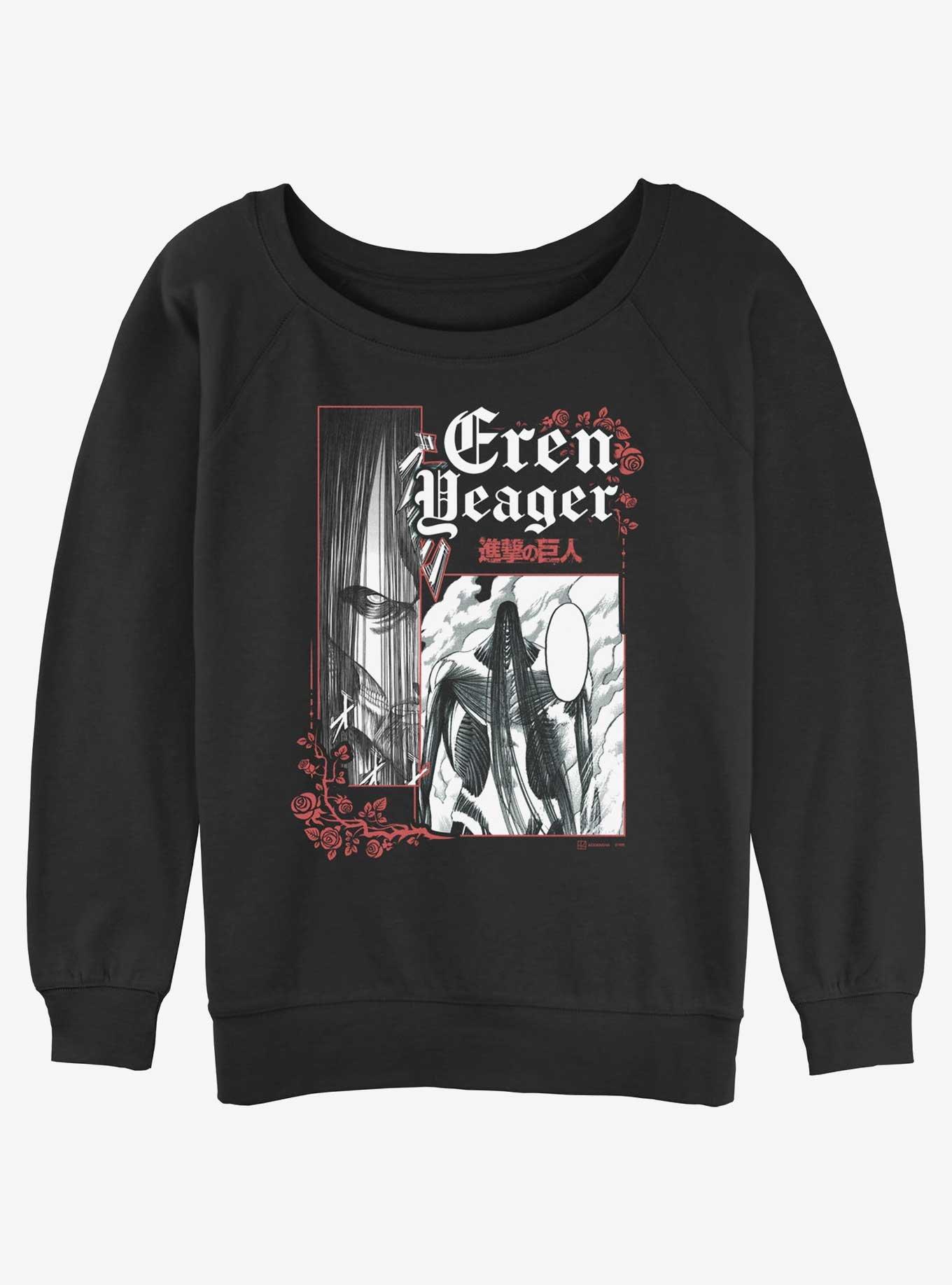 Attack on Titan Goth Colossal Titan Eren Girls Slouchy Sweatshirt, BLACK, hi-res